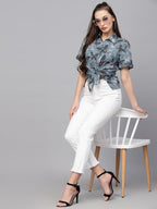 Valbone Women’s Grey Modal Silk Printed Shirt