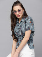 Valbone Women’s Grey Modal Silk Printed Shirt