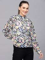 Valbone Women’s Multicolor Georgette Printed Shirt