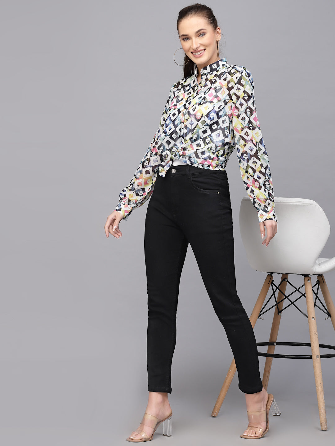 Valbone Women’s Multicolor Georgette Printed Shirt