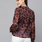 Valbone Women’s Maroon Georgette Printed Shirt