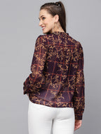 Valbone Women’s Maroon Georgette Printed Shirt