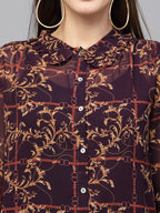 Valbone Women’s Maroon Georgette Printed Shirt