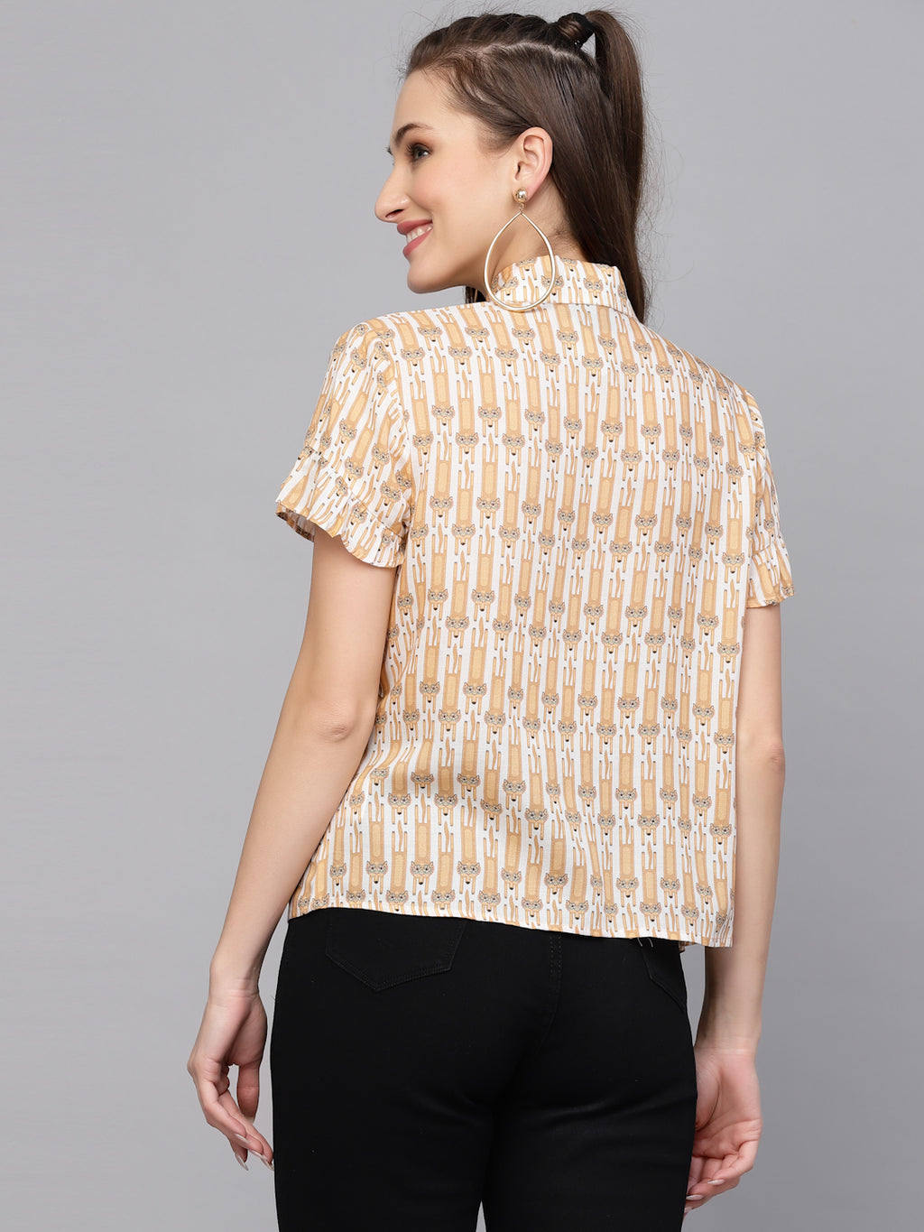 Valbone Women’s Peach Modal Silk Printed Shirt