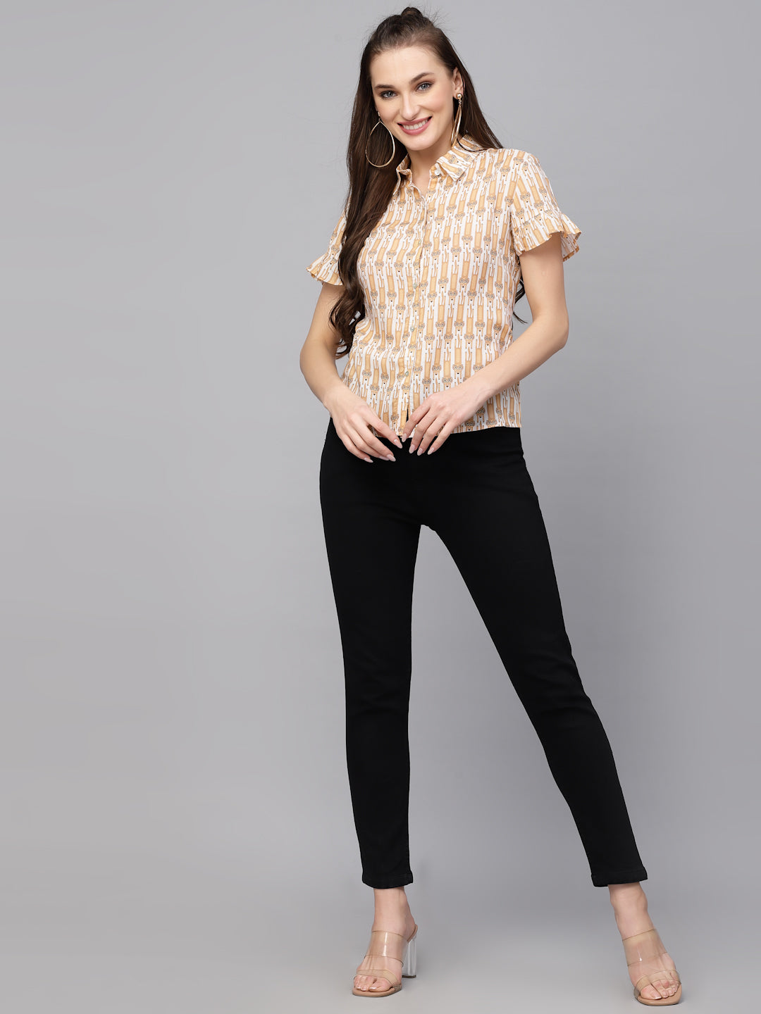 Valbone Women’s Peach Modal Silk Printed Shirt