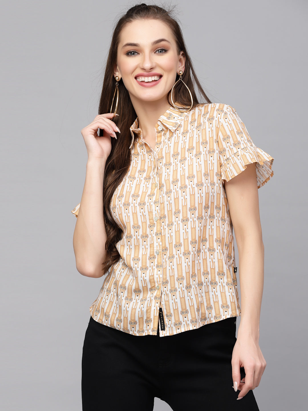 Valbone Women’s Peach Modal Silk Printed Shirt