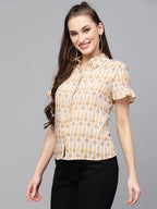 Valbone Women’s Peach Modal Silk Printed Shirt