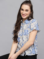 Valbone Women’s Blue Modal Silk Printed Shirt