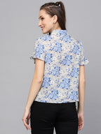 Valbone Women’s Blue Modal Silk Printed Shirt
