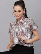 Valbone Women’s Grey Modal Silk Printed Shirt