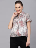 Valbone Women’s Grey Modal Silk Printed Shirt