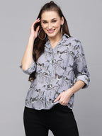 Valbone Women’s Light Purple Modal Silk Printed Shirt