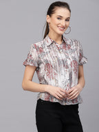 Valbone Women’s Grey Modal Silk Printed Shirt