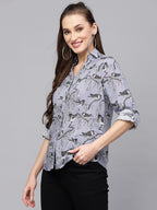 Valbone Women’s Light Purple Modal Silk Printed Shirt