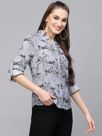 Valbone Women’s Light Purple Modal Silk Printed Shirt