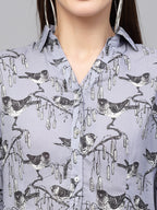 Valbone Women’s Light Purple Modal Silk Printed Shirt