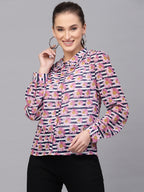 Valbone Women’s Pink Georgette Printed Shirt