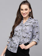 Valbone Women’s Light Purple Modal Silk Printed Shirt