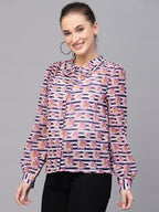 Valbone Women’s Pink Georgette Printed Shirt
