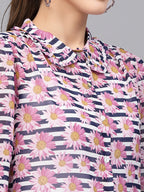 Valbone Women’s Pink Georgette Printed Shirt