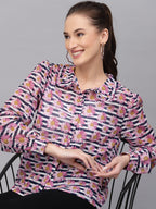 Valbone Women’s Pink Georgette Printed Shirt