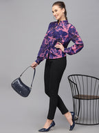 Valbone Women’s Purple Georgette Printed Shirt