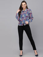 Valbone Women’s Blue Georgette Printed Shirt