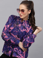 Valbone Women’s Purple Georgette Printed Shirt