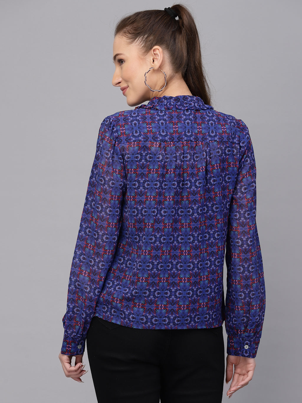 Valbone Women’s Purple Georgette Printed Shirt