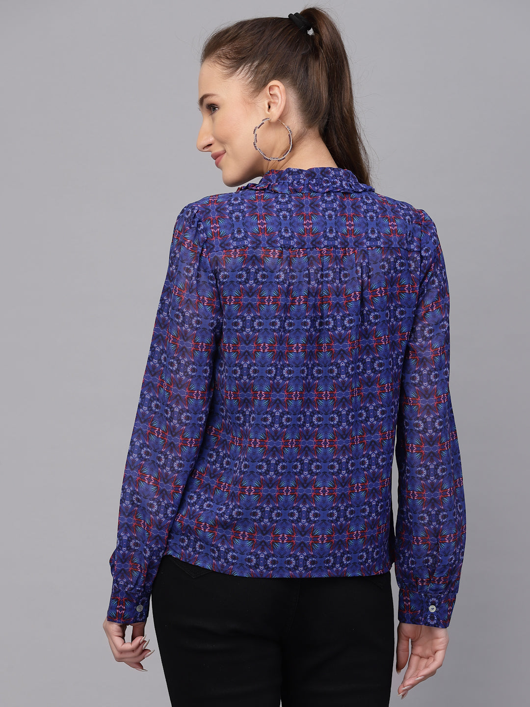 Valbone Women’s Purple Georgette Printed Shirt