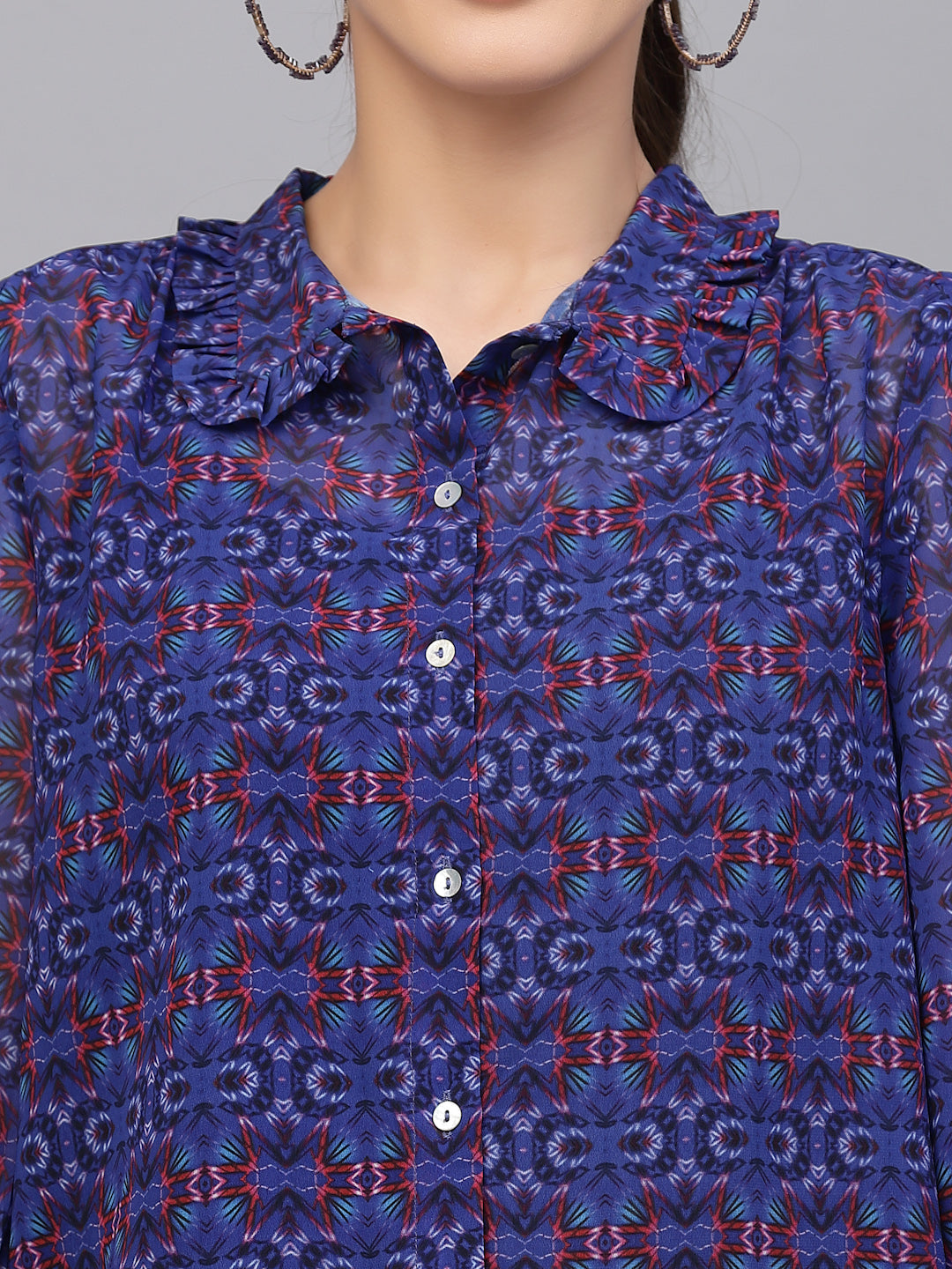 Valbone Women’s Purple Georgette Printed Shirt