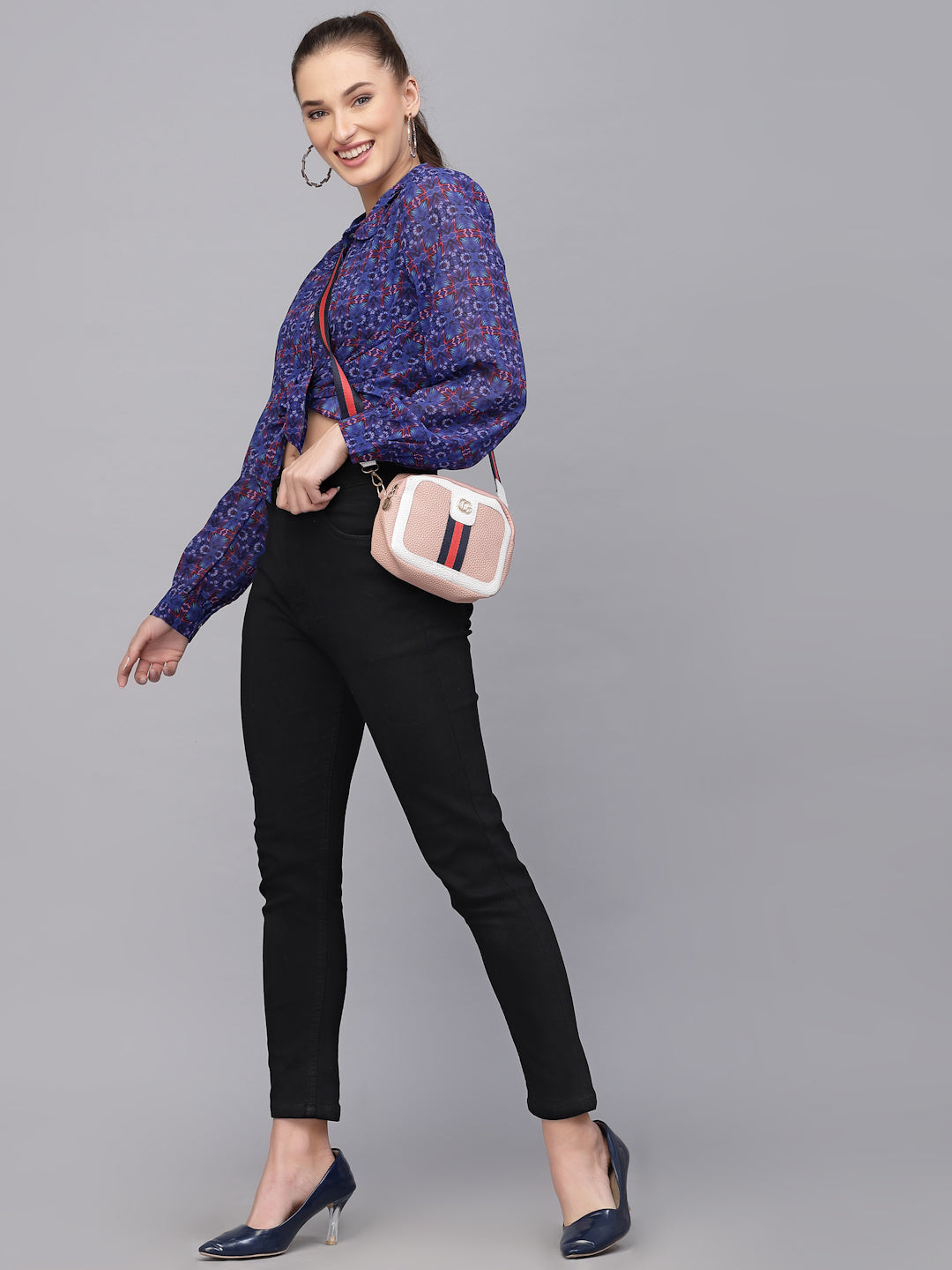 Valbone Women’s Purple Georgette Printed Shirt