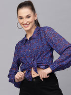 Valbone Women’s Purple Georgette Printed Shirt