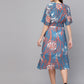 Valbone Women’s Blue Georgette Floral Print Dress