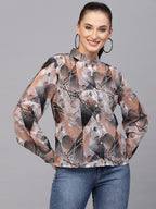 Valbone Women’s Brown Georgette Printed Shirt