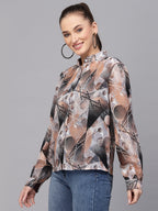Valbone Women’s Brown Georgette Printed Shirt