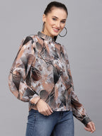 Valbone Women’s Brown Georgette Printed Shirt