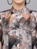 Valbone Women’s Brown Georgette Printed Shirt