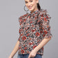 Valbone Women’s Orange Georgette Floral Print Top
