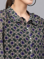 Valbone Women’s Blue Georgette Printed Shirt