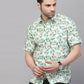 Valbone Men’s Green Digital Print Leaves Printed Regular Fit Casual Shirt Half Sleeves