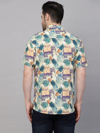 Valbone Men’s  Green & Yellow Digital Printed Regular Fit Casual Shirt Half Sleeves