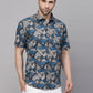 Valbone Men’s Digital Print Blue Geometric Printed Regular Fit Casual Shirt Half Sleeves