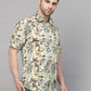 Valbone Men’s Digital Print Leaves Printed Regular Fit  Beige Color Casual Shirt Half Sleeves