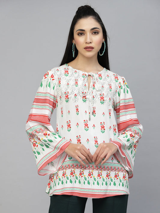 Valbone Women’s Blue Georgette Print Top
