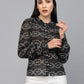 Valbone Women’s Black Georgette Floral Printed Shirt Collar Neck