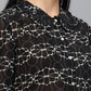 Valbone Women’s Black Georgette Floral Printed Shirt Collar Neck