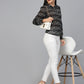 Valbone Women’s Black Georgette Floral Printed Shirt Collar Neck