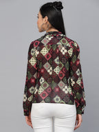 Valbone Women’s Maroon Georgette Printed Shirt