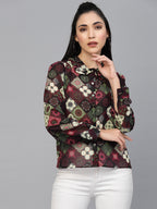Valbone Women’s Maroon Georgette Printed Shirt